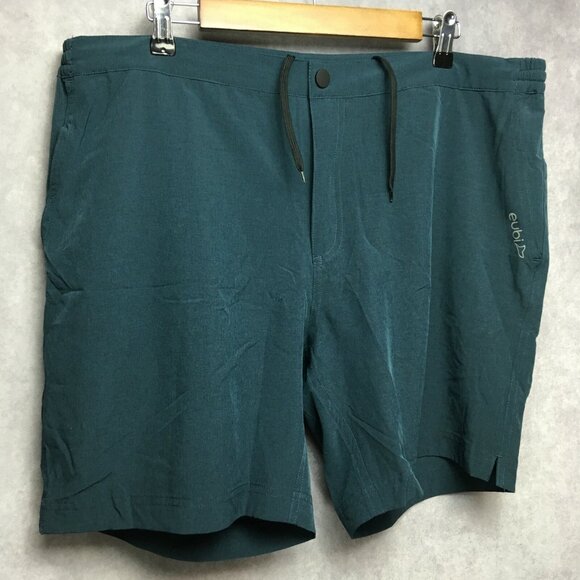 Eubi Mens Shorts size XXL Fitness Active Poly Stretch Pockets Stretch Blue Green - Picture 12 of 12